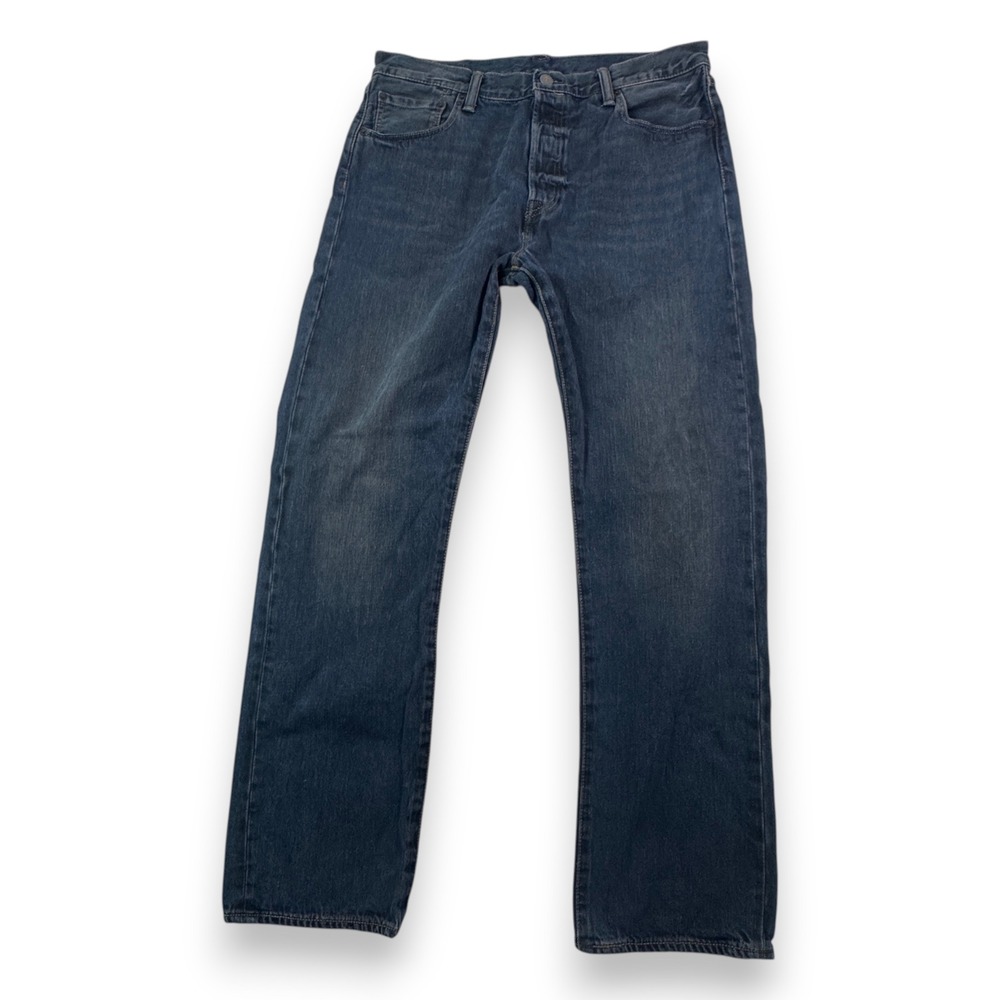 Levis 501 Original Fit Jeans Mens W34 L32 Indigo Blue Straight Leg Denim 00501